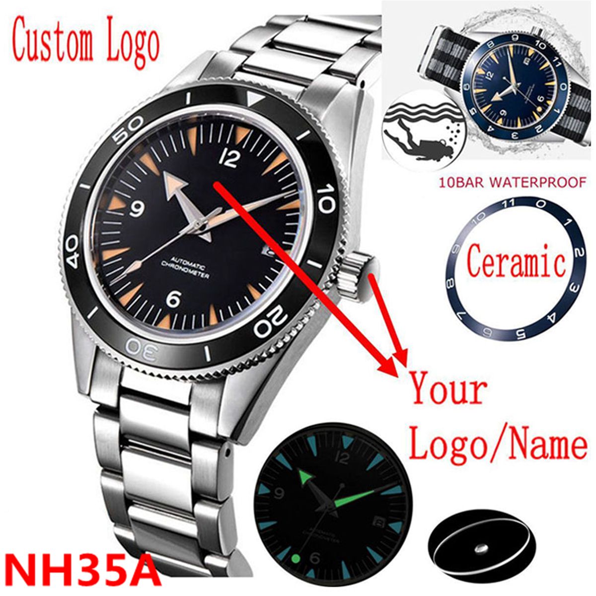 Luxury Watch Price - Reloj con movimiento NH35 con logotipo