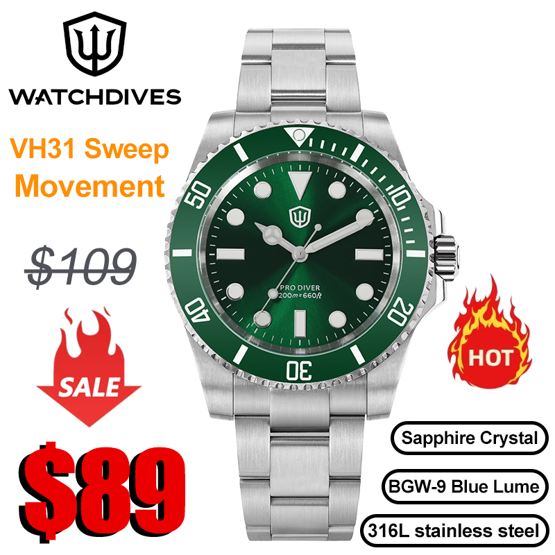 Watchdives WD1680Q V2 relojes  - Luxury Watch With Green Dial reseña y precio
