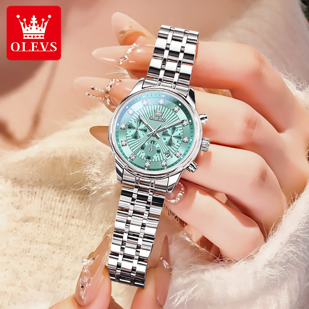 OLEVS relojes para mujer, relo - Luxury Watch With Green Dial reseña y precio